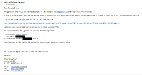 SSL-Certificate confirmation email