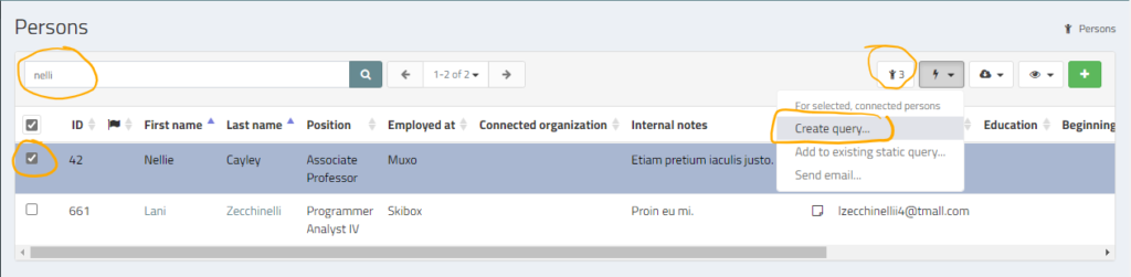 group contact notes